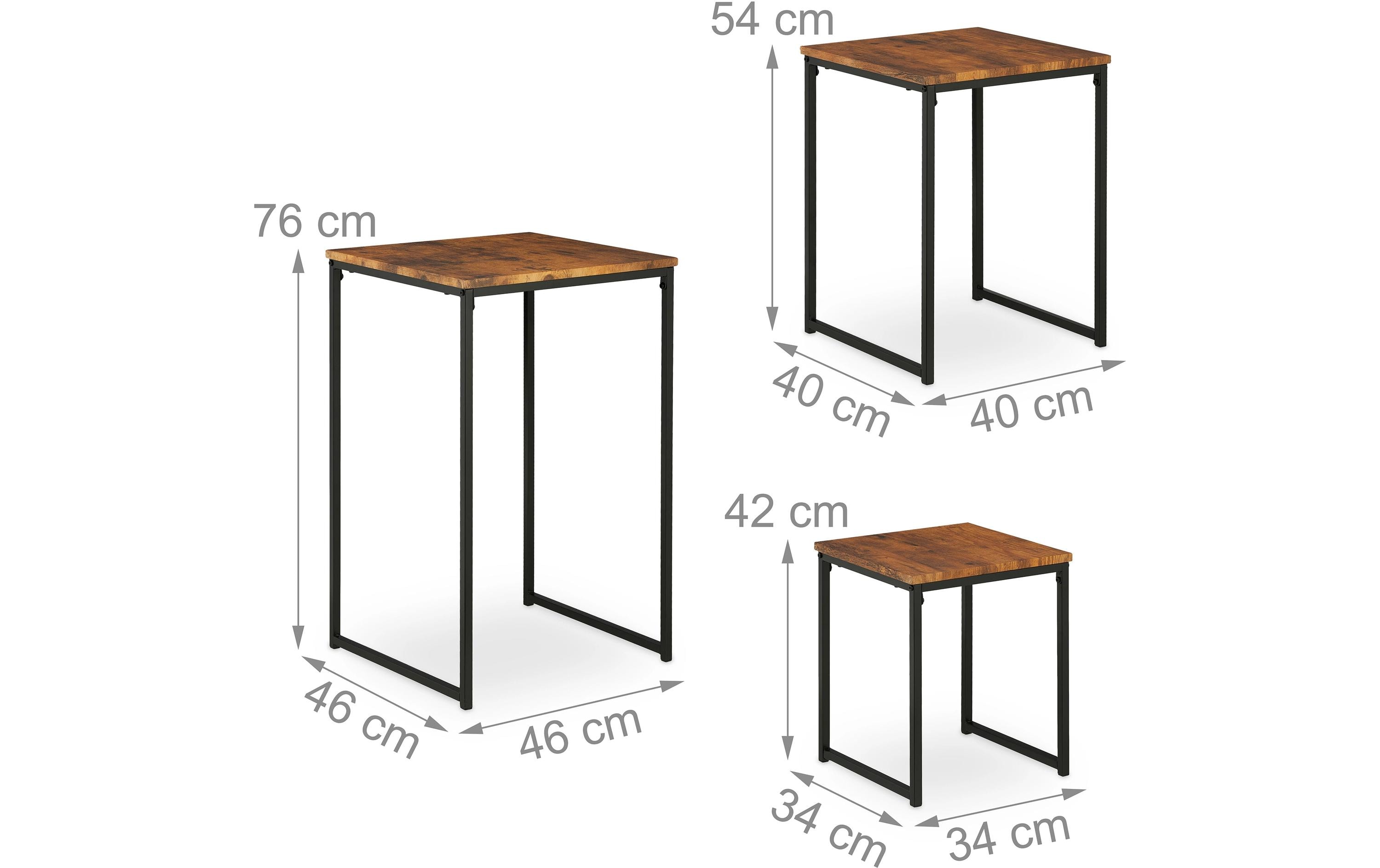 Beistelltisch 3er Set Braun/SchwarzAblagetischset