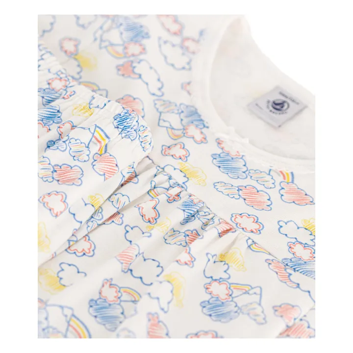 Petit Bateau Pyjama Short Manette Nuages | Blanc