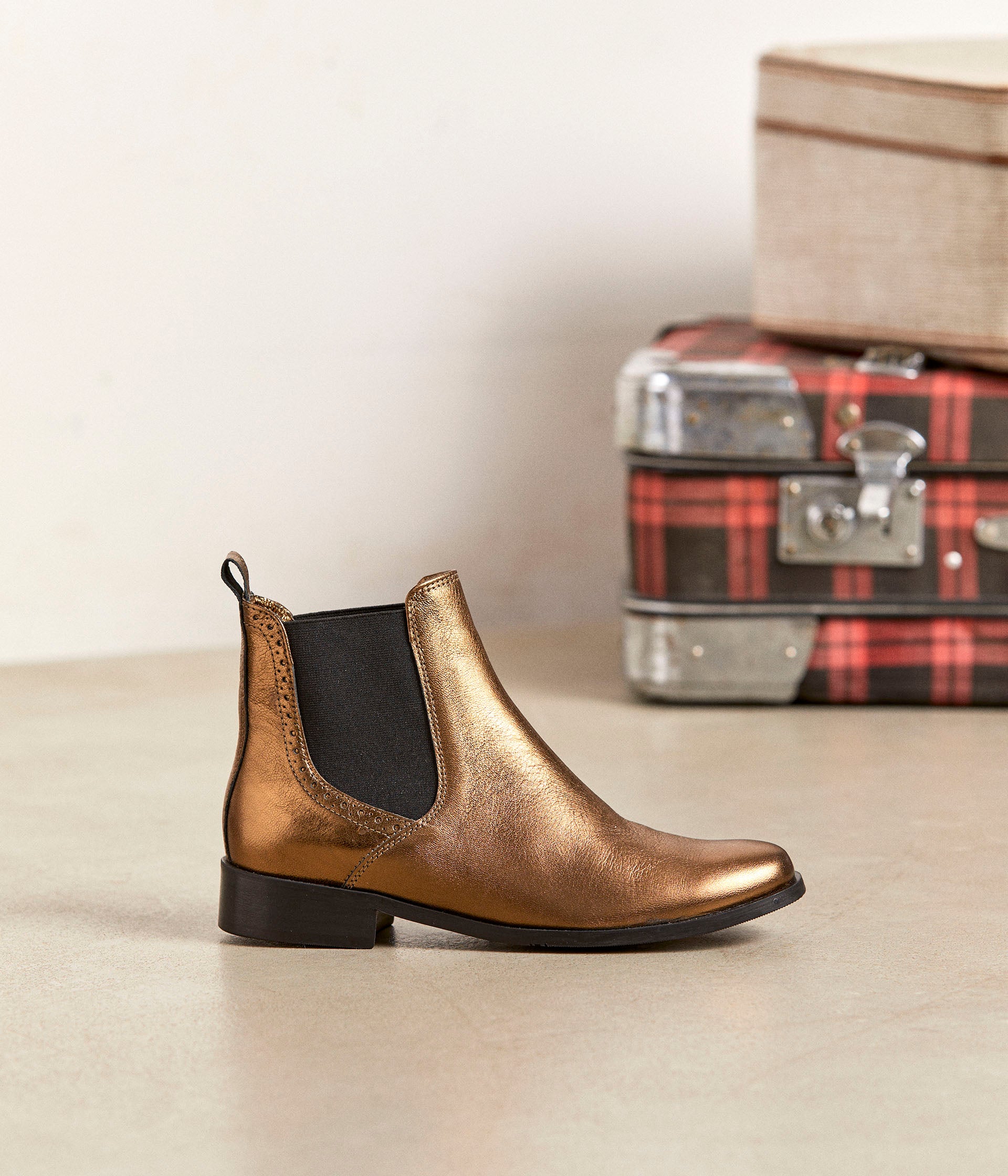 Chelsea boots dorées Prune