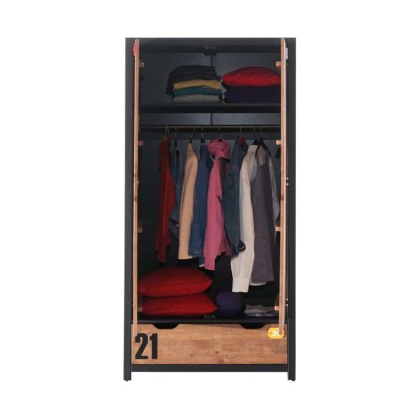 Vipack Alex Kledingkast Bruin / Zwart 2-Deurs
