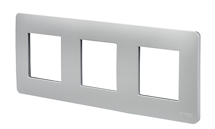 Plaque de finition triple Schneider Electric Unica Déco aluminium