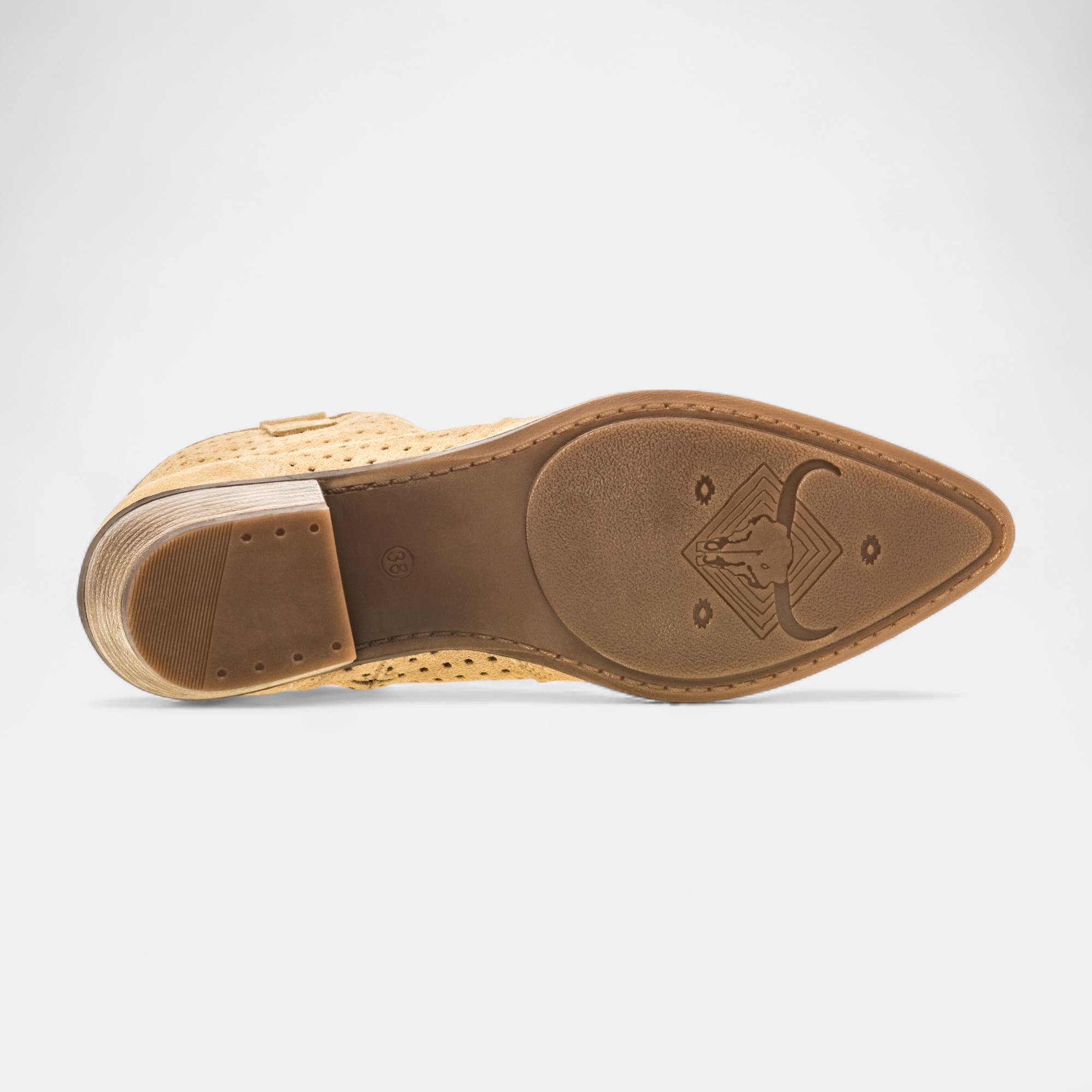 Santiags à talon Femme en cuir beige
