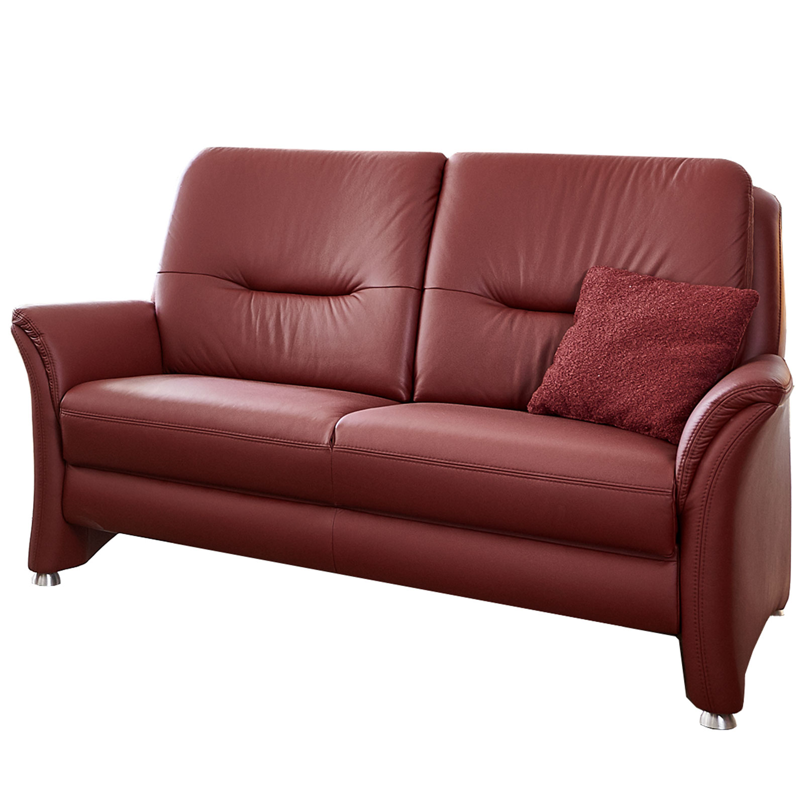 polsterpower 2,5-Sitzer Ledersofa - brombeer - Federkern