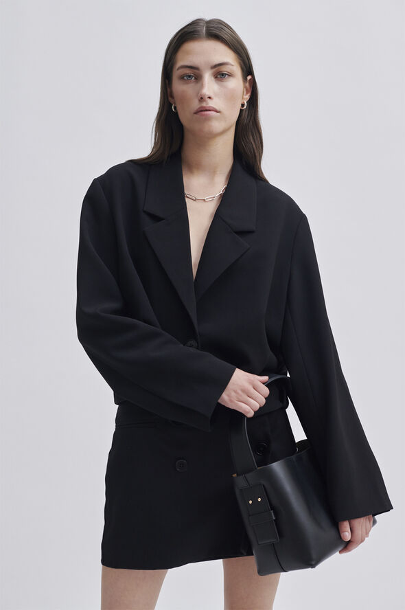 Second Female Leata Leather Bag Black silver