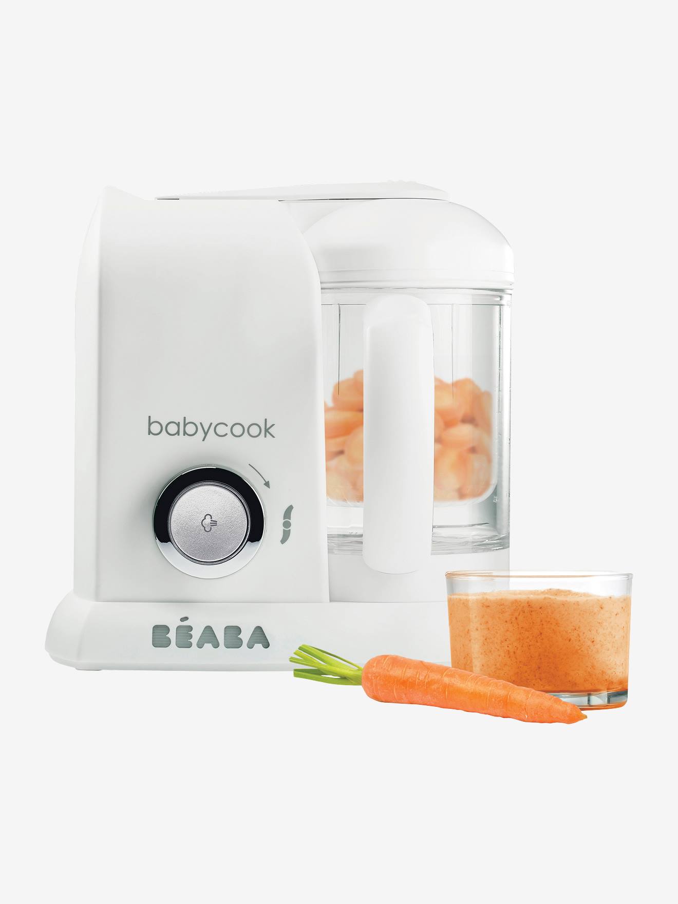 Robô BEABA Babycook Solo Gipsy, branco claro, sem detalhes.