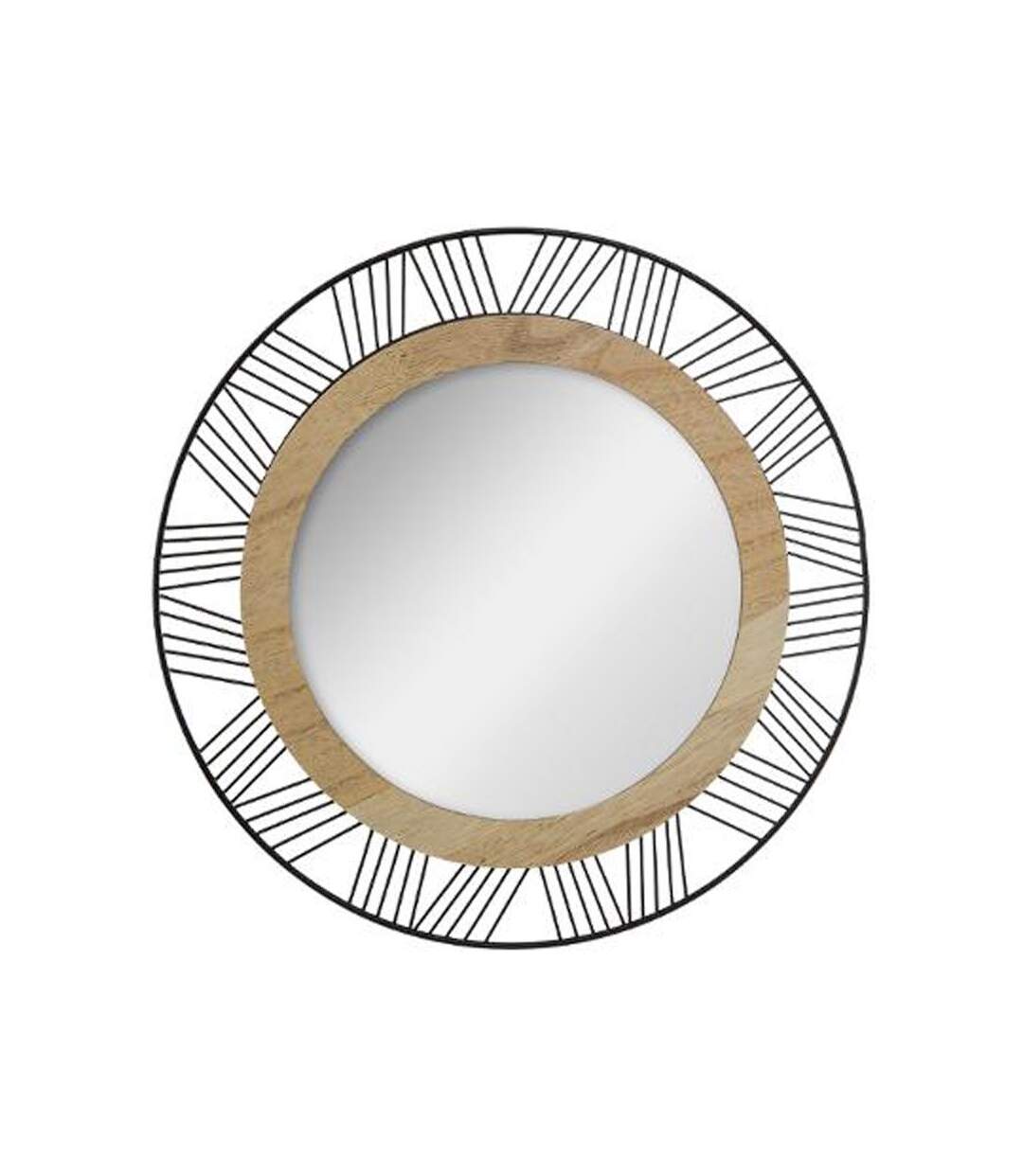 Miroir Rond en Métal & Bois Joe 45cm Noir