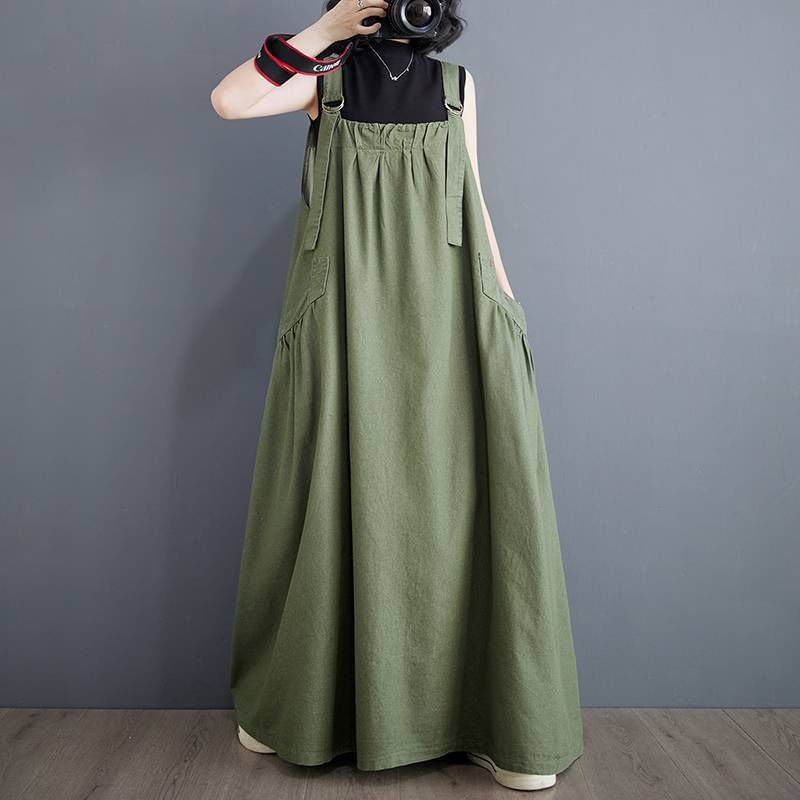 Lewwe - Maxi-jurk met vierkante hals en effen kleur