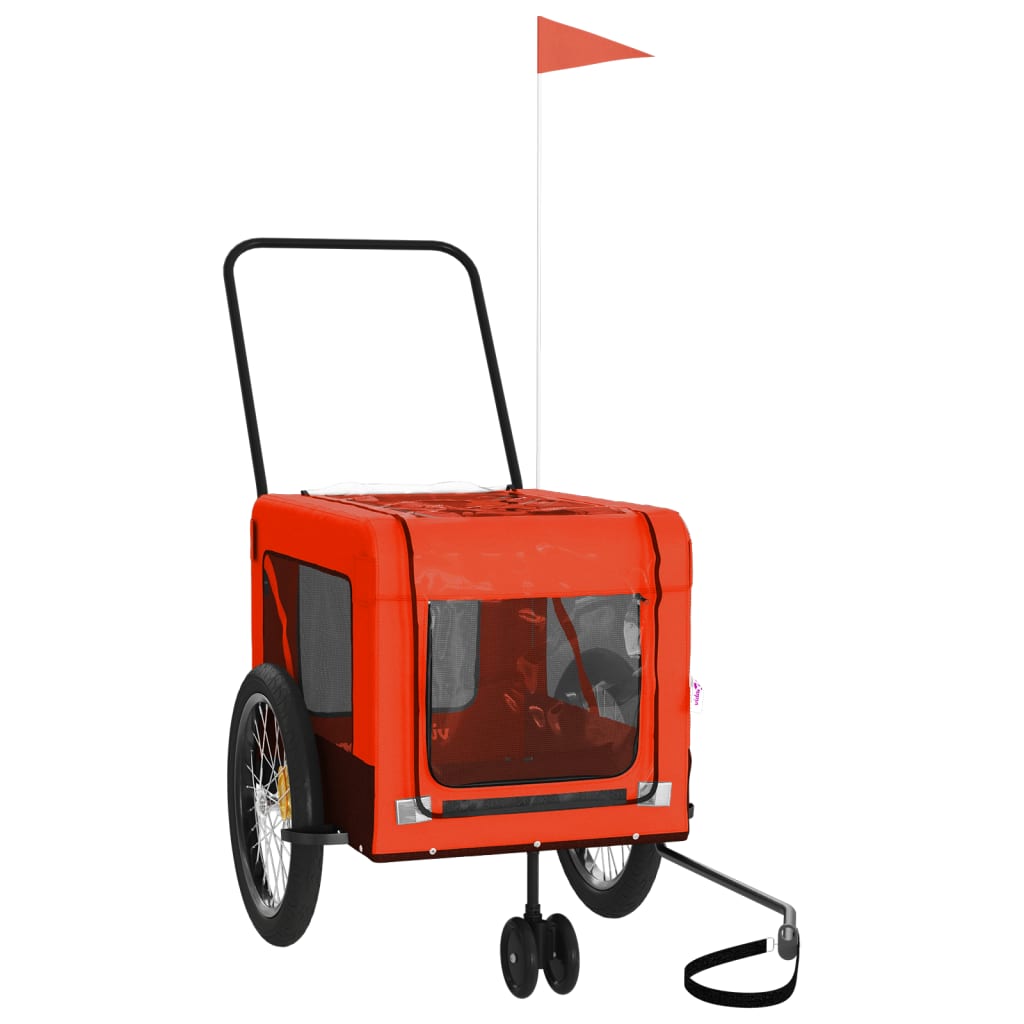 vidaXL Pet Bike Trailer Iron Oxford Cloth Orange Black