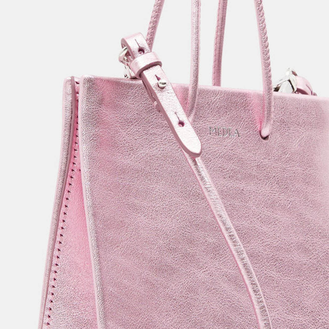 Medea Petit sac à main en Cuir rose métallisé - 14.5x16.5x9 cm