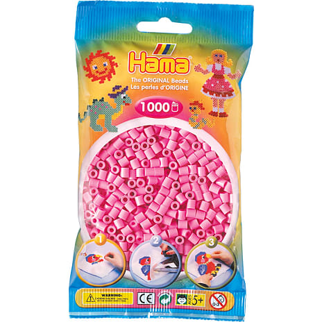Hama rørperler 1000 stk. - lyserøde
