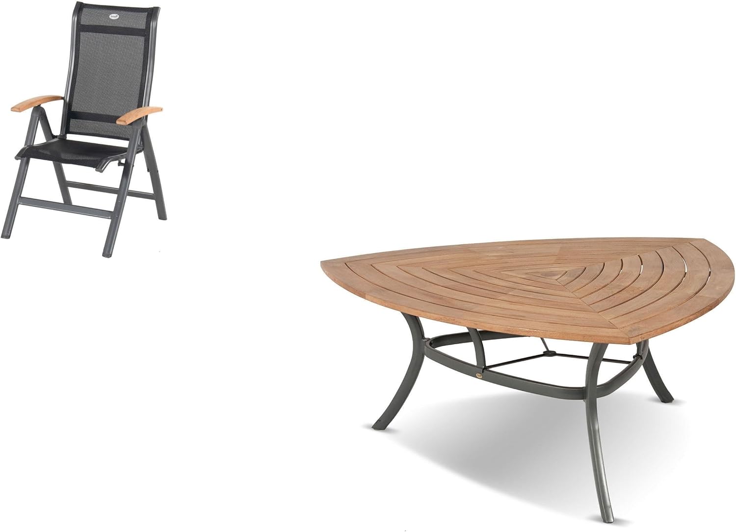 Hartman Alice Garten-Essgruppe, xerix/Natur, Alu/Teak, 4x4 Textilen, 6 Klappstühle, 170x170cm