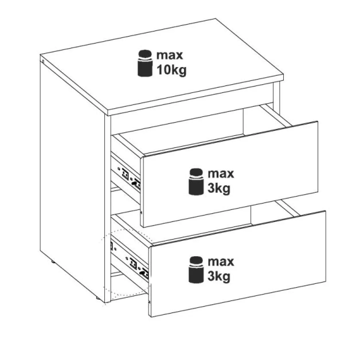 Dansmamaison Table de chevet Blanc/Bois
