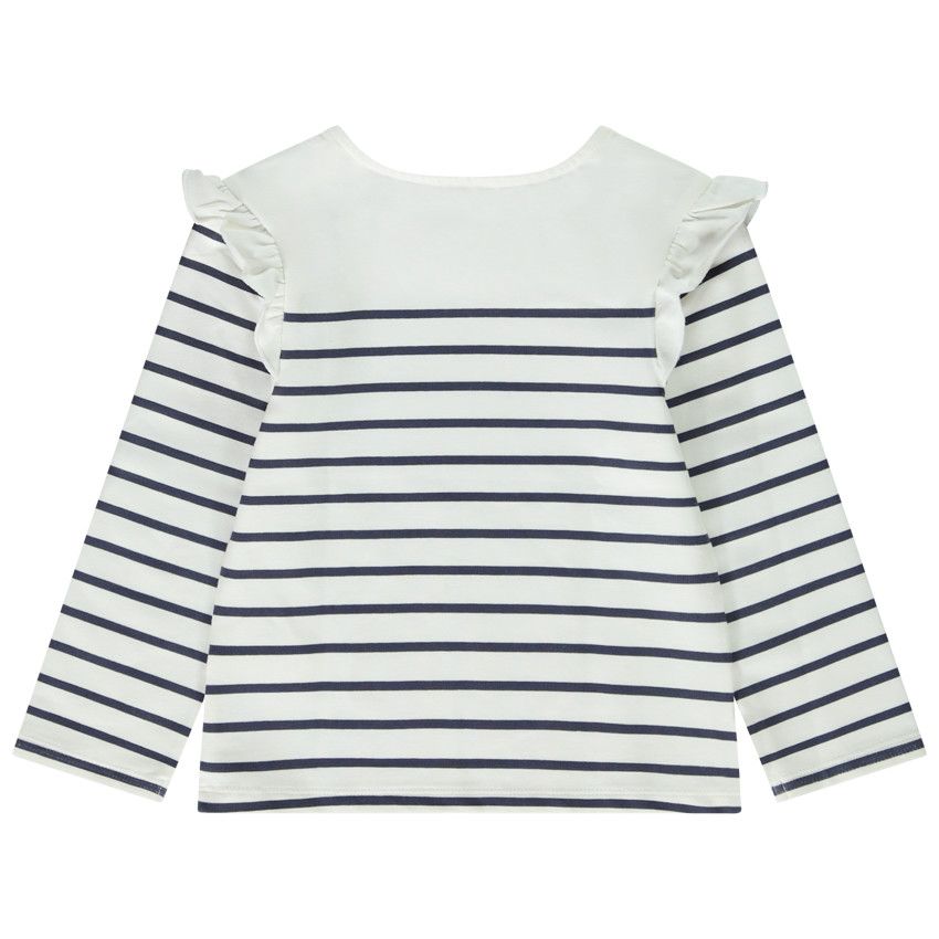 Marinière molleton prints papillons pour bébé fille - Ecru