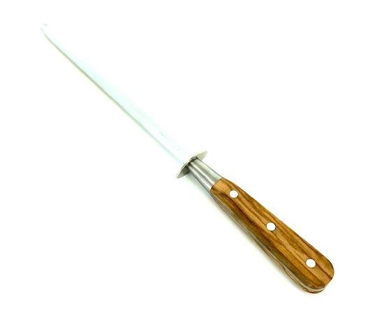 Fusil Rond 25 cm - Embase Forgée - Manche Olivier - Rivets Aluminium Couteaux de cuisine professionnel