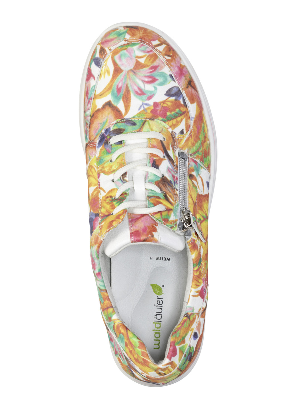 Waldläufer Sneaker aus beschichtetem, floral bedrucktem Textilmaterial