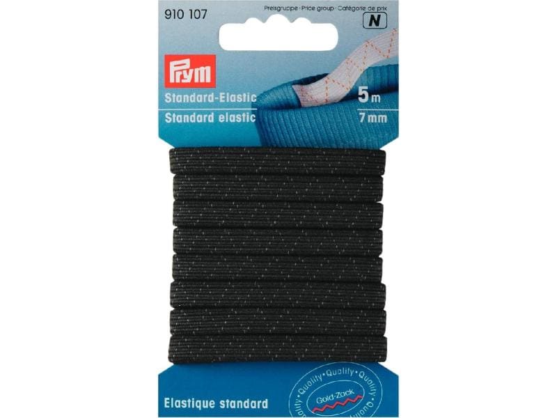 Prym Elastikband Standard 7 mm, Schwarz Elastisches Gummiband