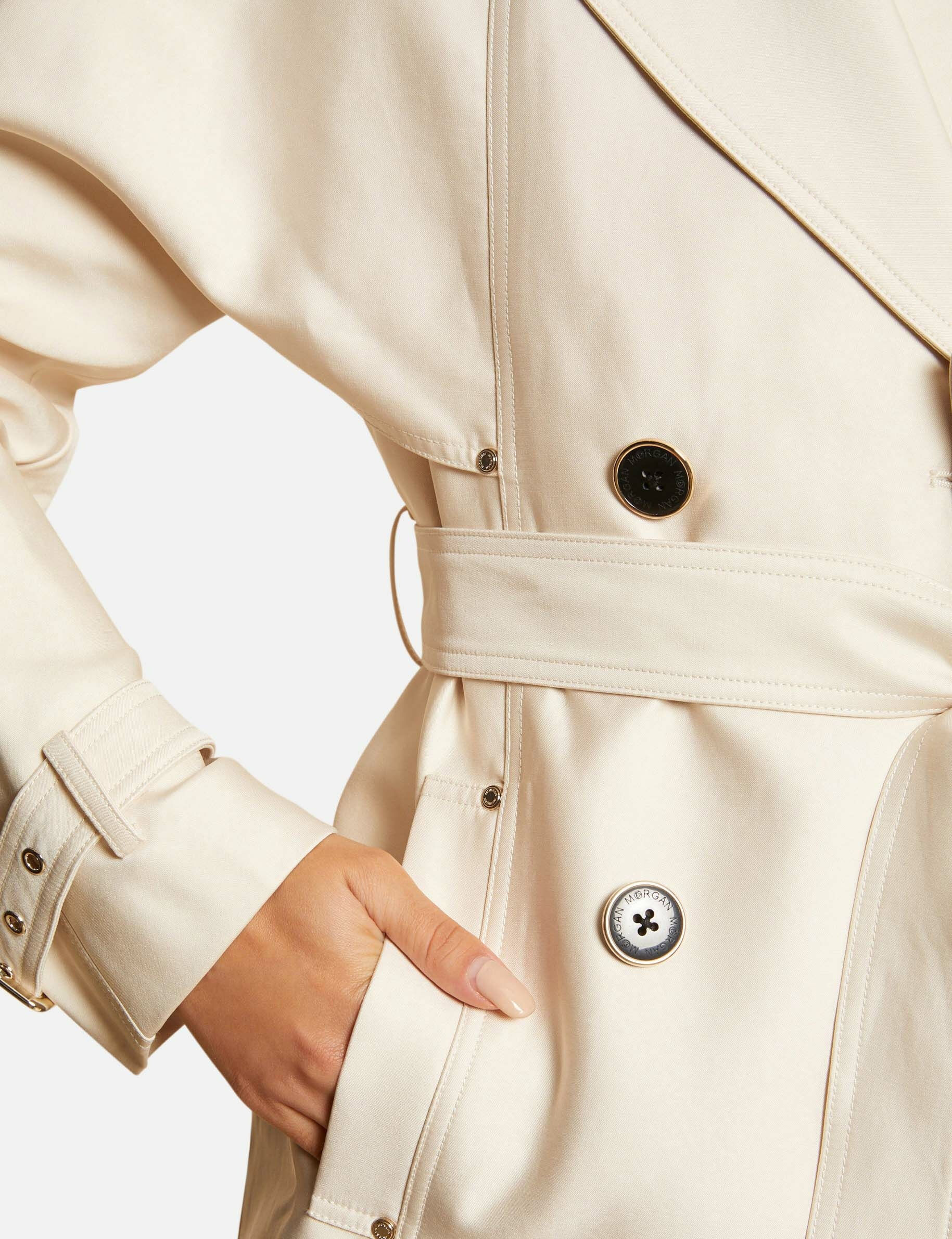 Trench droit ceinturé ecru moyen femme - ecru_moyen