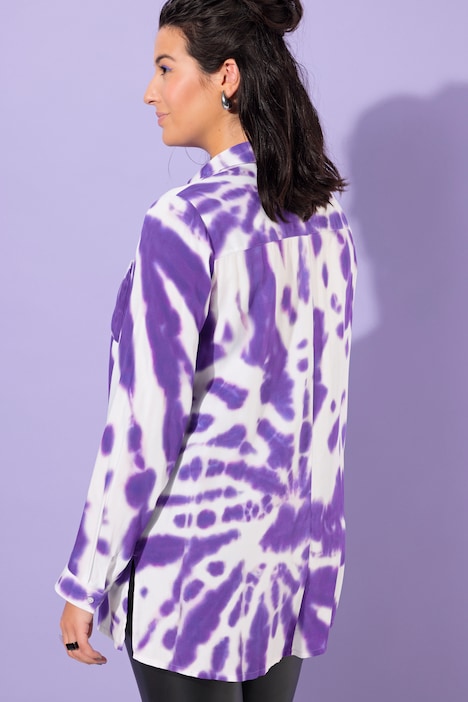 Hemdbluse, Boxy Shape, Batik-Print, Langarm