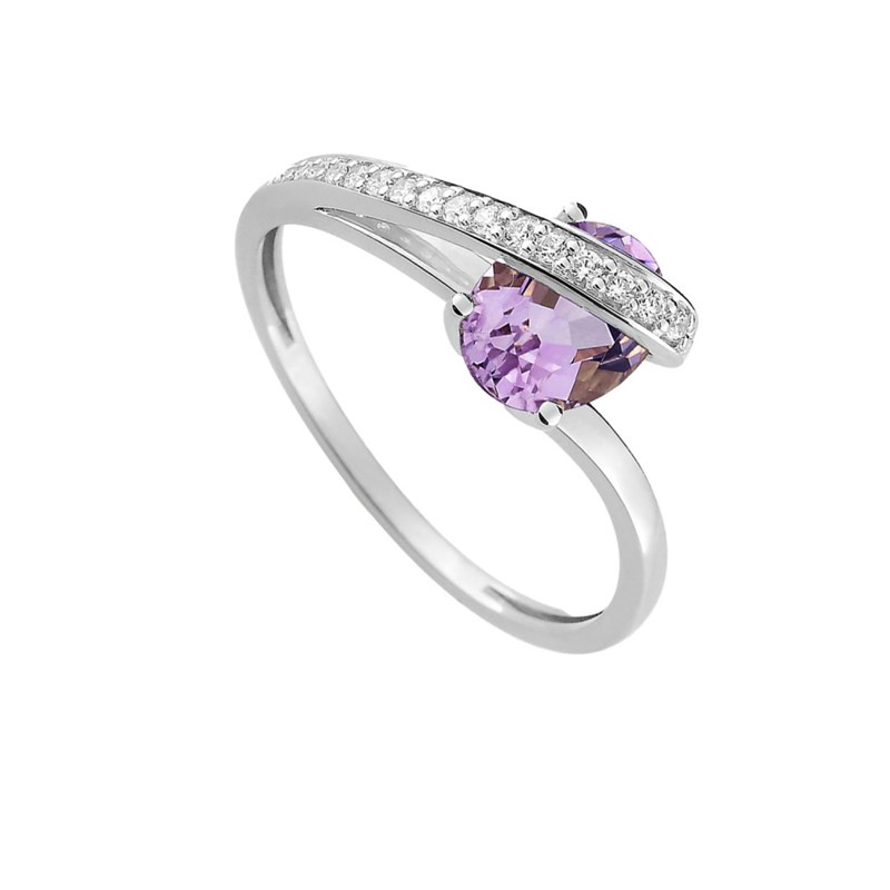 Bague femme - améthyste - Or 18 Carats
