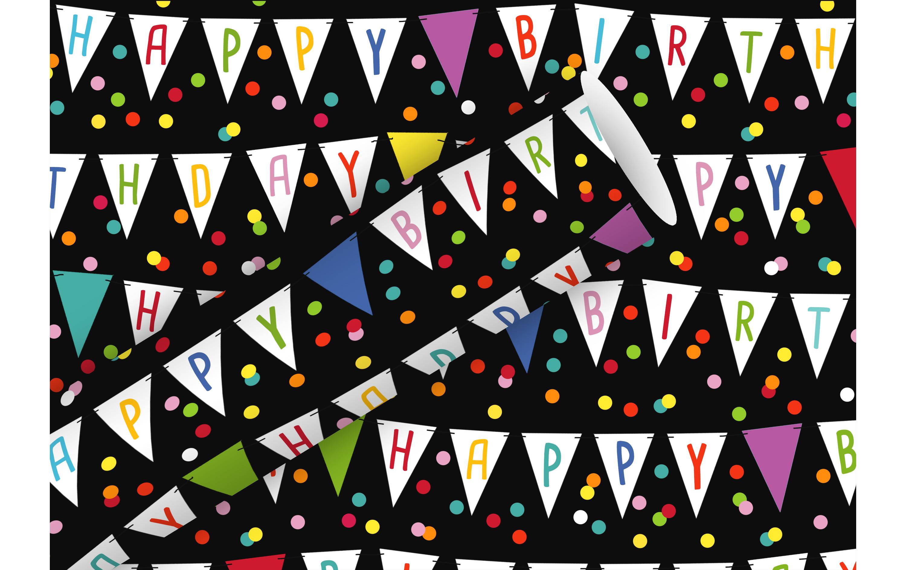 Geschenkpapier Wimpel 2 m x 70 cm, SchwarzPapierrolle zum Einpacken von Geschenken