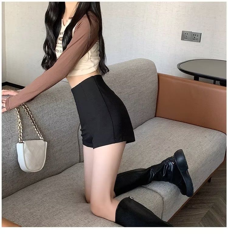 deersweeti - Hoge taille effen shorts