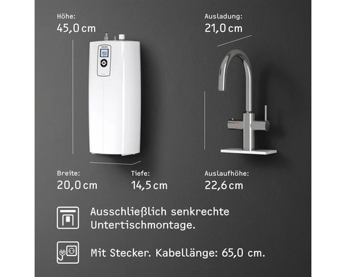 Stiebel Eltron HOT 2.6 N Premium 3 in 1 c onderbouw warmwaterdispenser, 2,6 liter, met keukenkraan, chroom