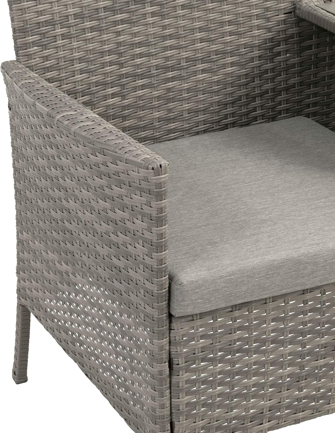 greemotion Rattan-Bank Felin, Gartenbank mit Tisch, ca. 141 x 86,5 x 66 cm, Grau