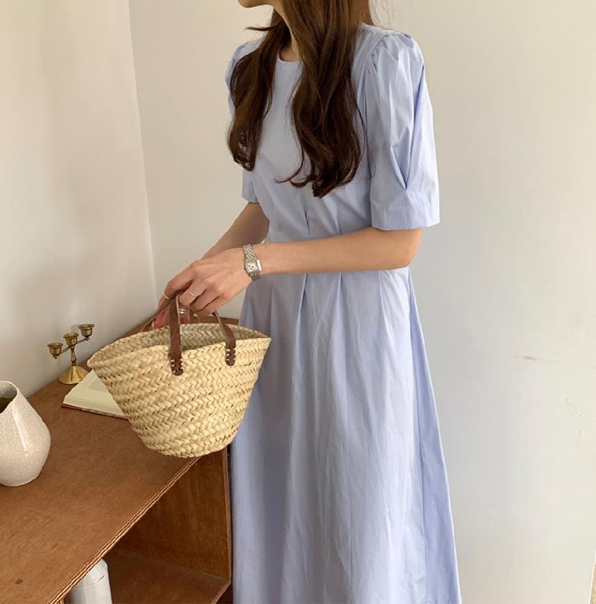 Coris - Effen maxi-zonnejurk met korte mouwen en ronde hals