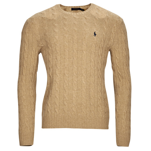 Polo Ralph Lauren - PULL COL ROND EN MAILLE TORSADEE Camel