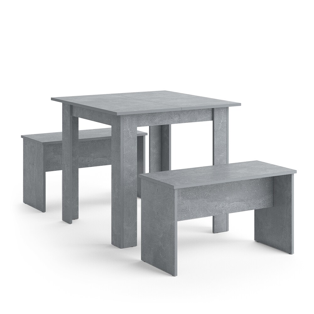 Vicco Tischgruppe Sitzgruppe Esszimmer Sentio Esstisch Sitzbank Beton 80 cm