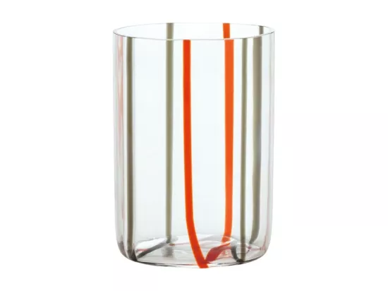 Verre Tirache Zafferano en verre borosilicaté bicolore rouge-gris, boîte de 6 pièces