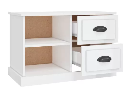 Meuble TV blanc brillant 73x35,5x47,5 cm bois d'ingénierie