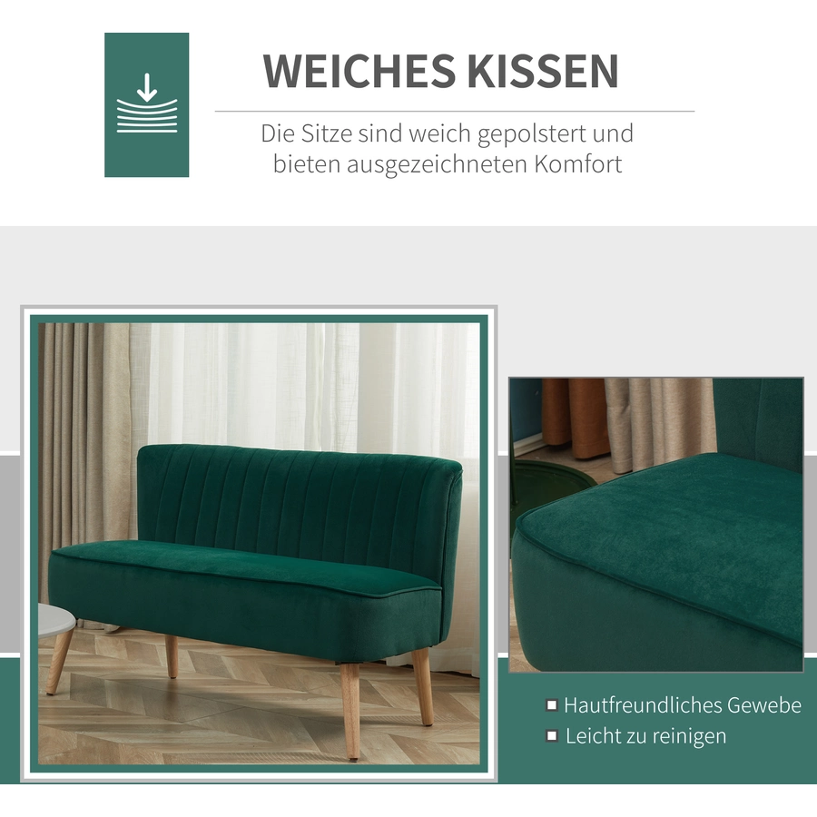 HOMCOM 2 Sitzer mit weicher Polsterung dunkelgrün