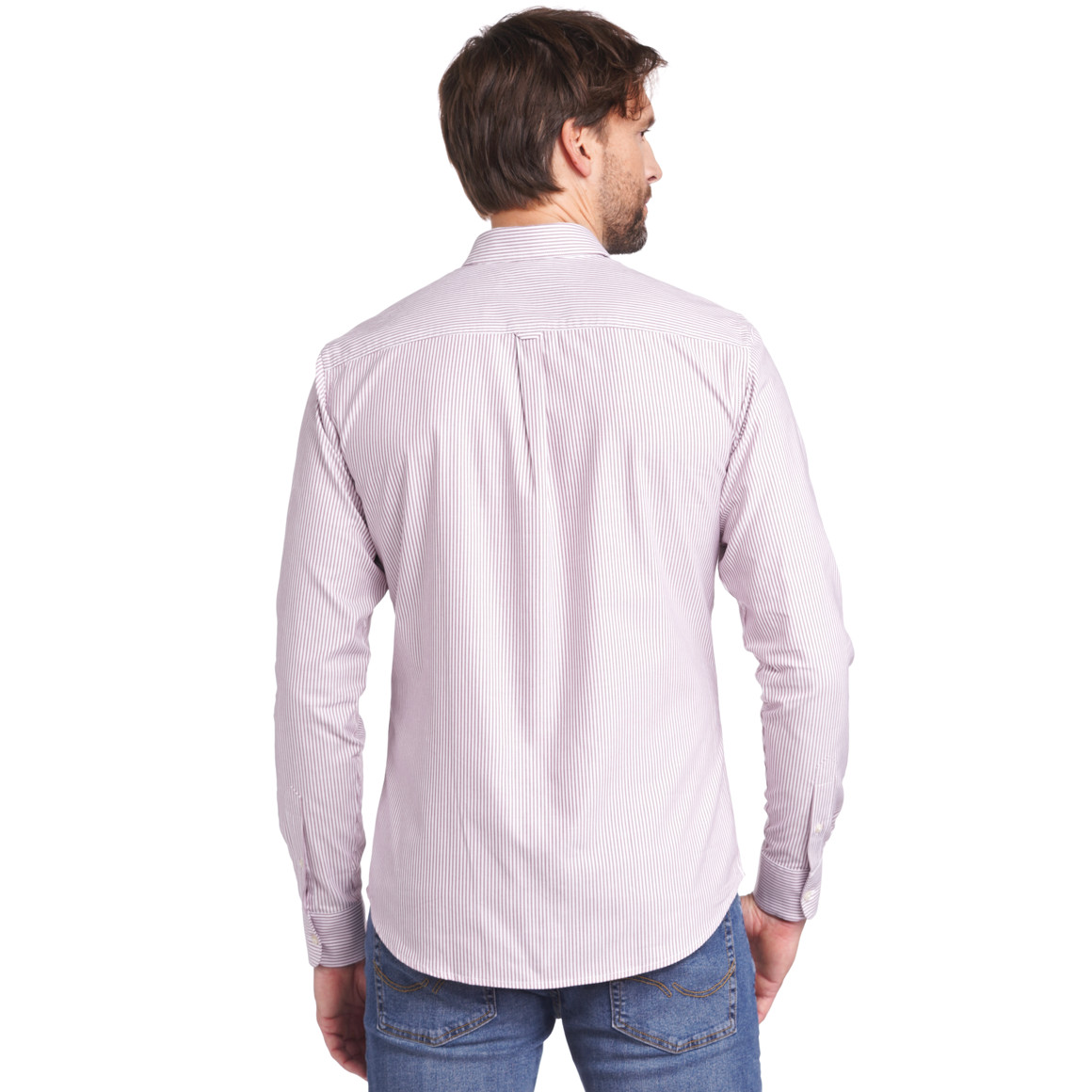 Jonas Nielsen Herren Hemd mit Button-down-Kragen helllila / weiss