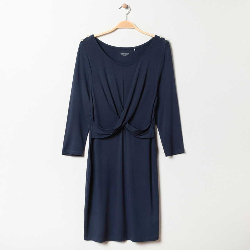 Robe de grossesse manches longues bleu marine