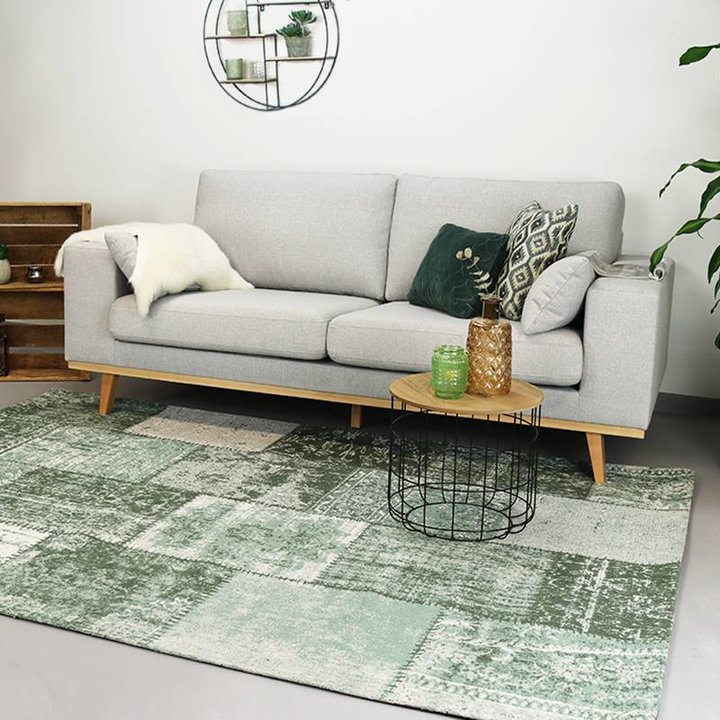 Patchwork vloerkleed - Dreams Groen | Vintage look