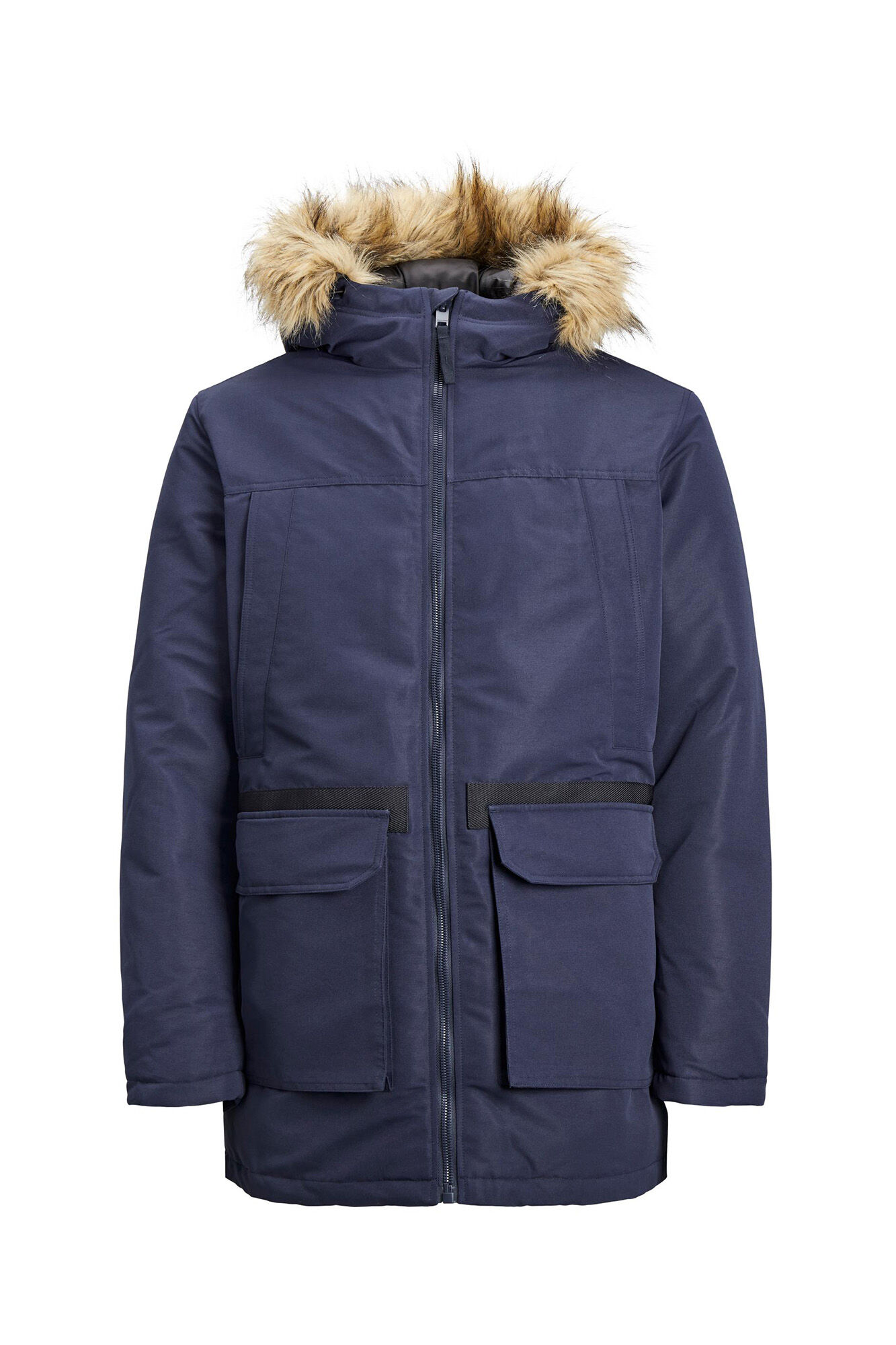 Parka com capuz e forro de penas