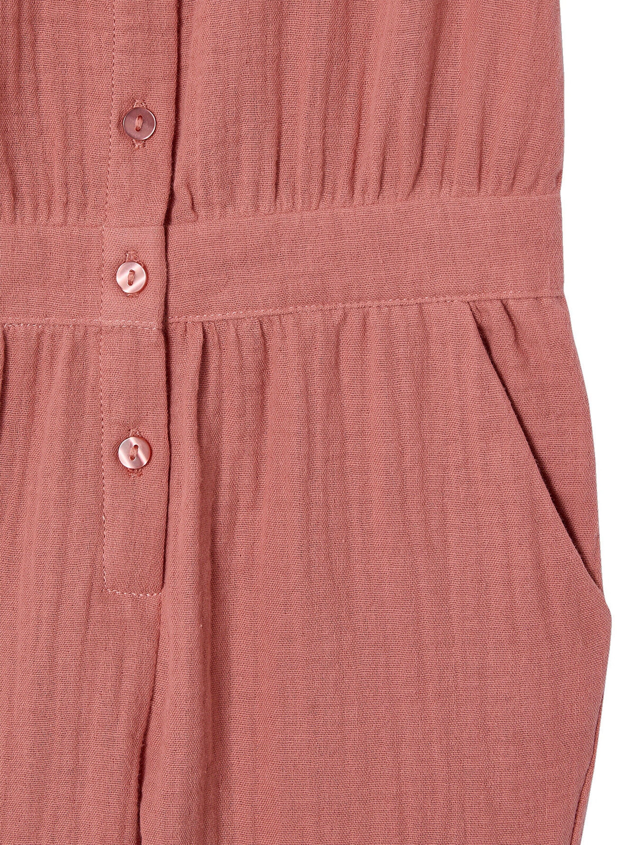 Vertbaudet Mädchen Jumpsuit aus Musselin, bestickter Kragen altrosa