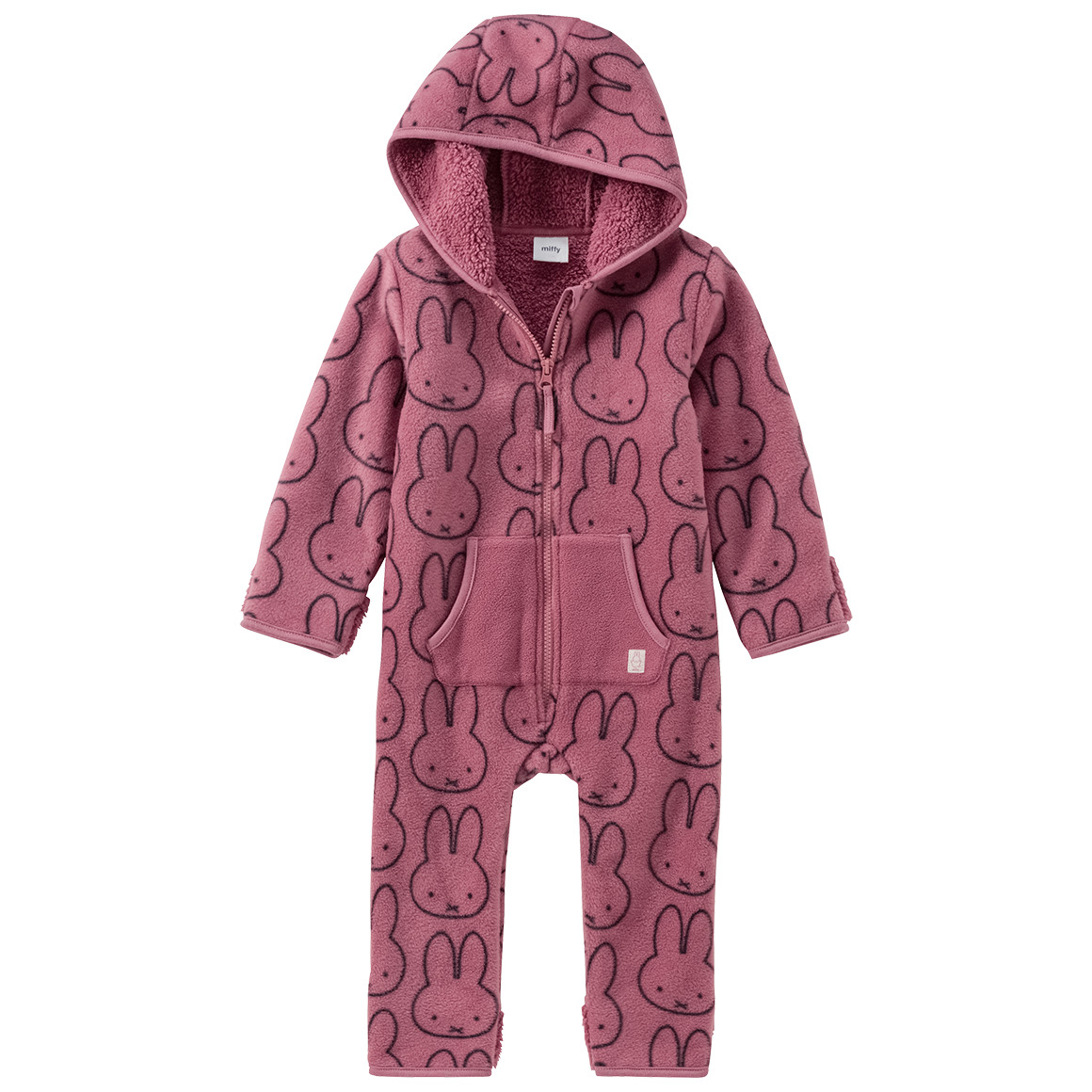 Topomini Miffy Fleeceoverall mit Kapuze dunkelrosa