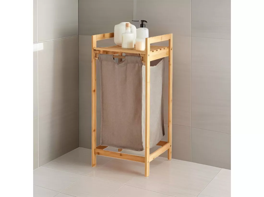 Panier froid Well Home en bambou avec étagère 33x33x73cm