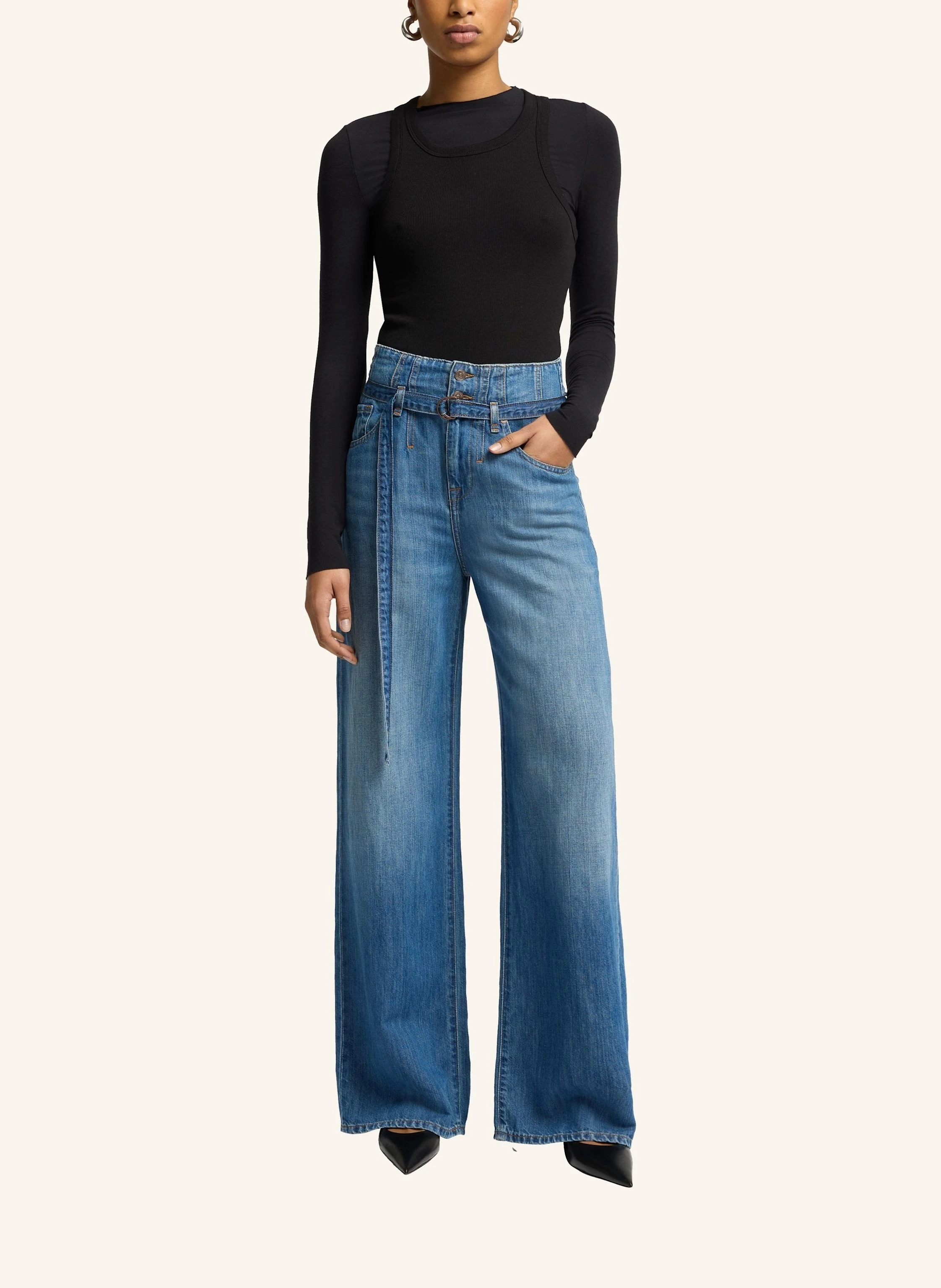 7 for all mankind Wide Leg Jeans mit Leinen