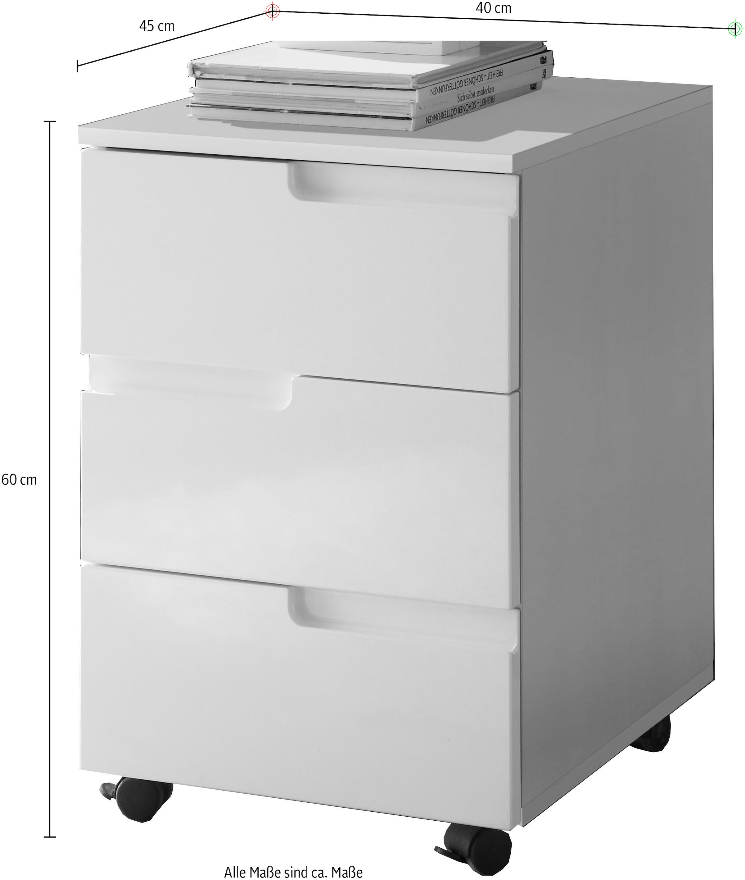 BEGA OFFICE Rollcontainer »Spice« mit Griffmulden, 3 Schubladen & 2 feststellbaren Rollen, 40x60 cm
