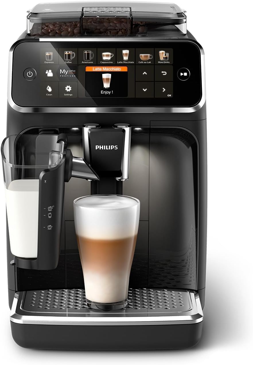 Philips Series 5400 Kaffeevollautomat – LatteGo Milchsystem, 12 Kaffeespezialitäten, Intuitives Display, 4 Benutzerprofile, Schwarz (EP5441/50) & Philips Kalk CA6903/10 Aqua Clean Wasserfilter