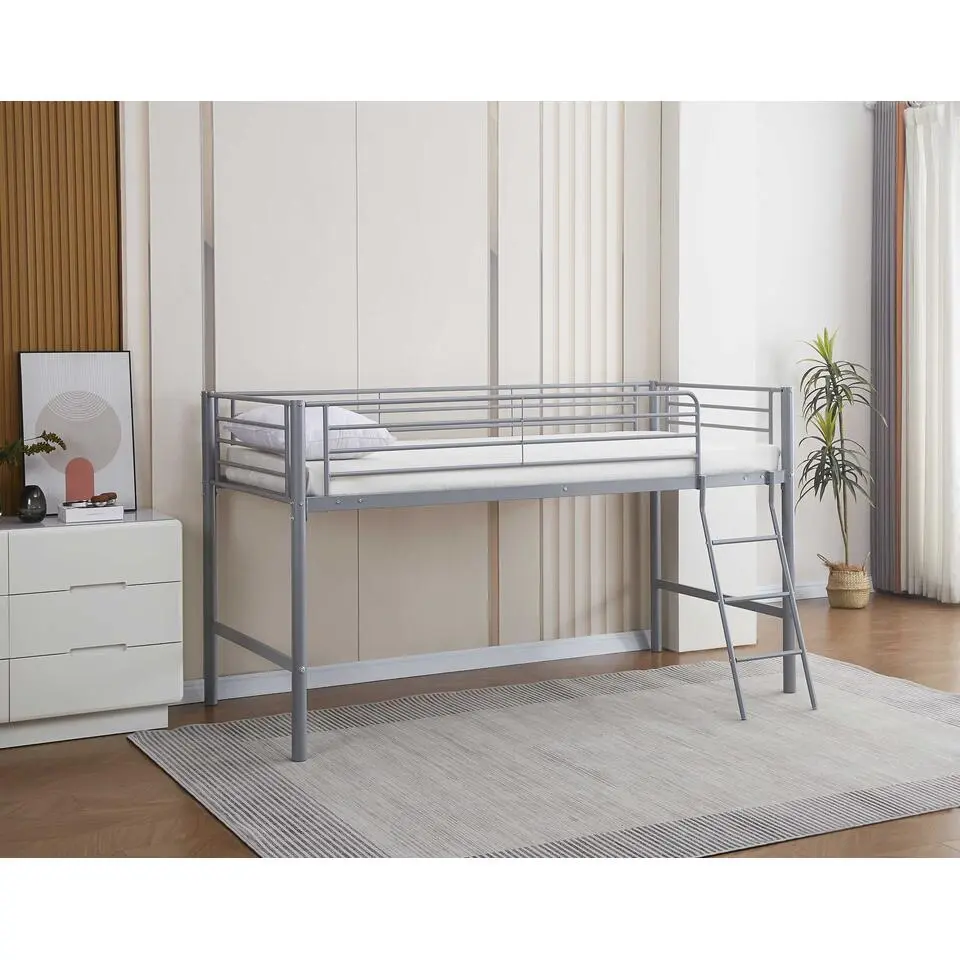 Halfhoogslaper Julie 90x200cm - metaal - mat grijs