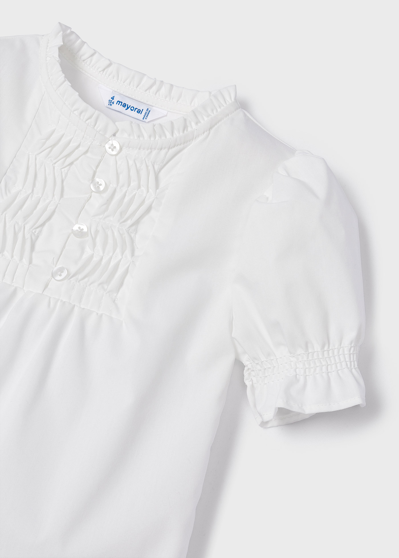 Blusa de popeline de manga curta para meninas