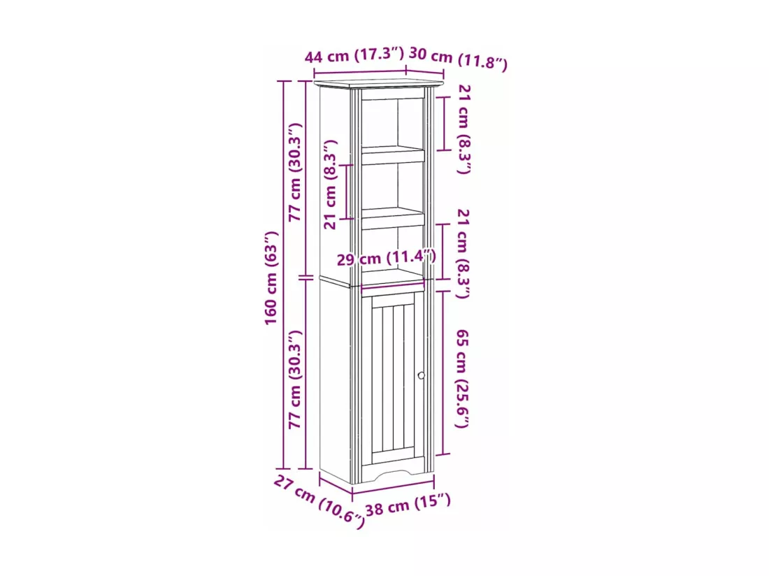 Armoire de salle de bain BODO blanc 44x30x160 cm