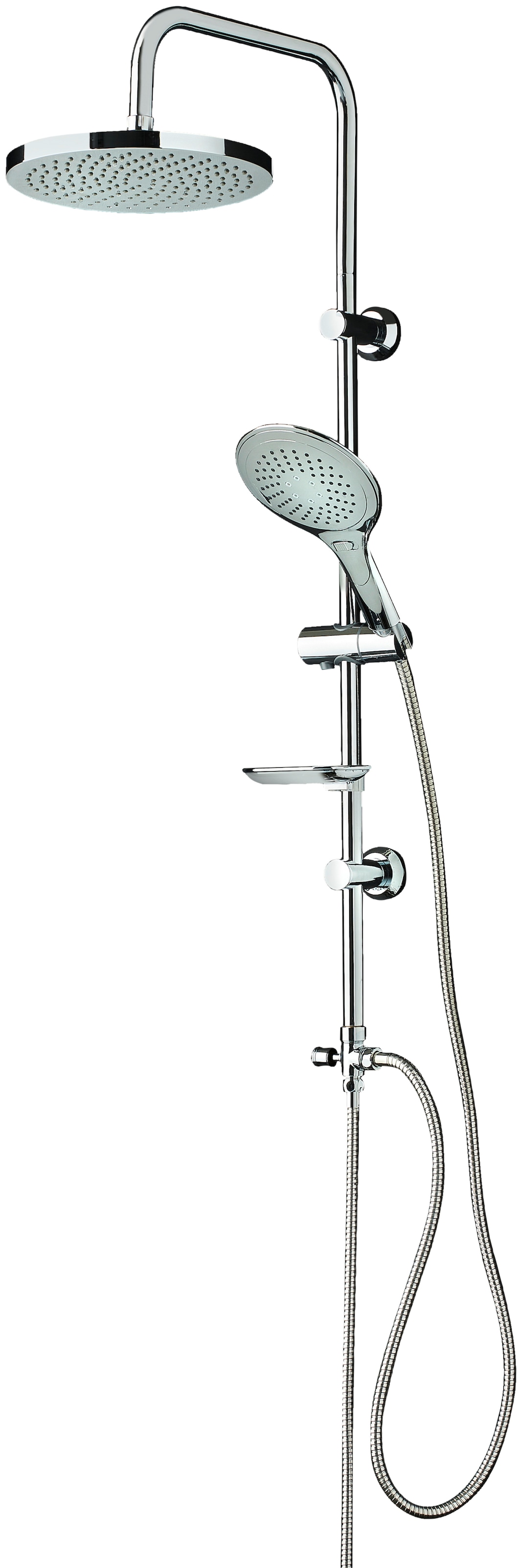 welltime Stangenbrause-Set »Lina« Überkopfbrause mit Seifenablage, Überkopfbrause mit 20cm Kantenlänge