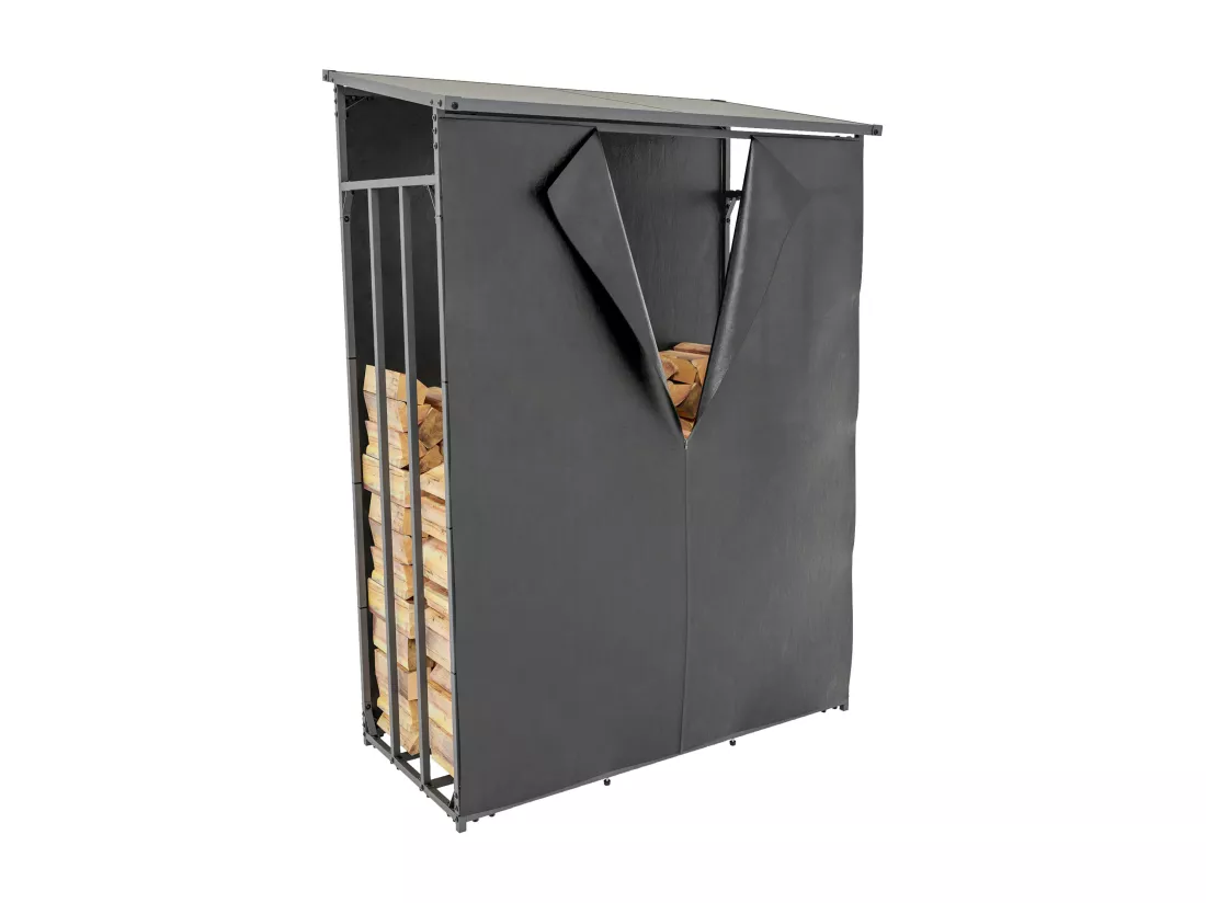 Etagère bois de cheminée - Métal - 130 x 70 x 185cm - Anthracite - Ruston