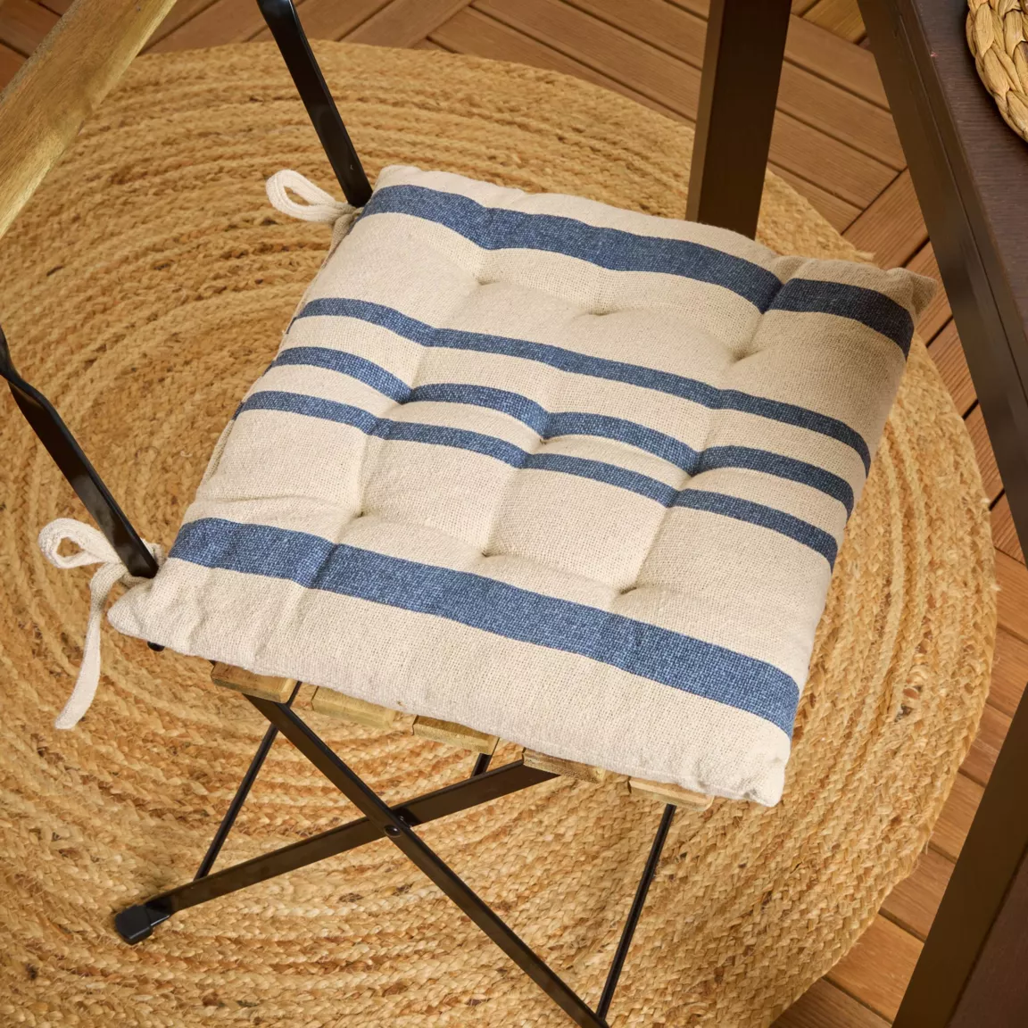 Coussin de chaise extérieur carré (38 x 38 cm) Nautira Bleu marine