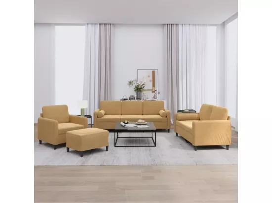 Ensemble de canapés 4 pcs avec coussins marron velours